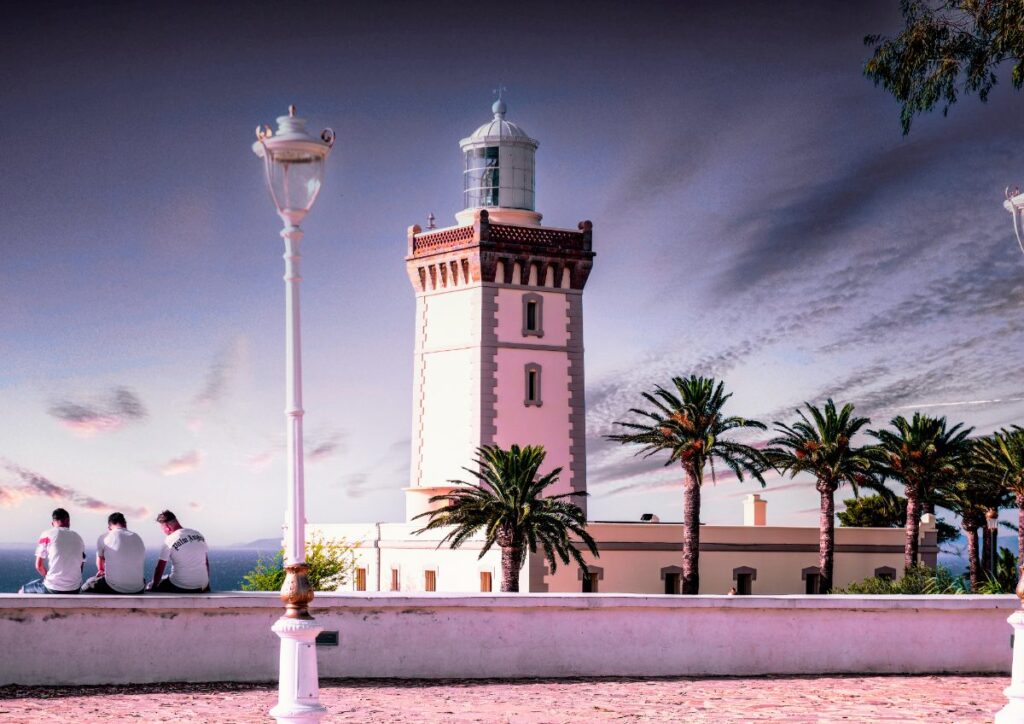 Casablanca El Hank lighthouse palms, Morocco