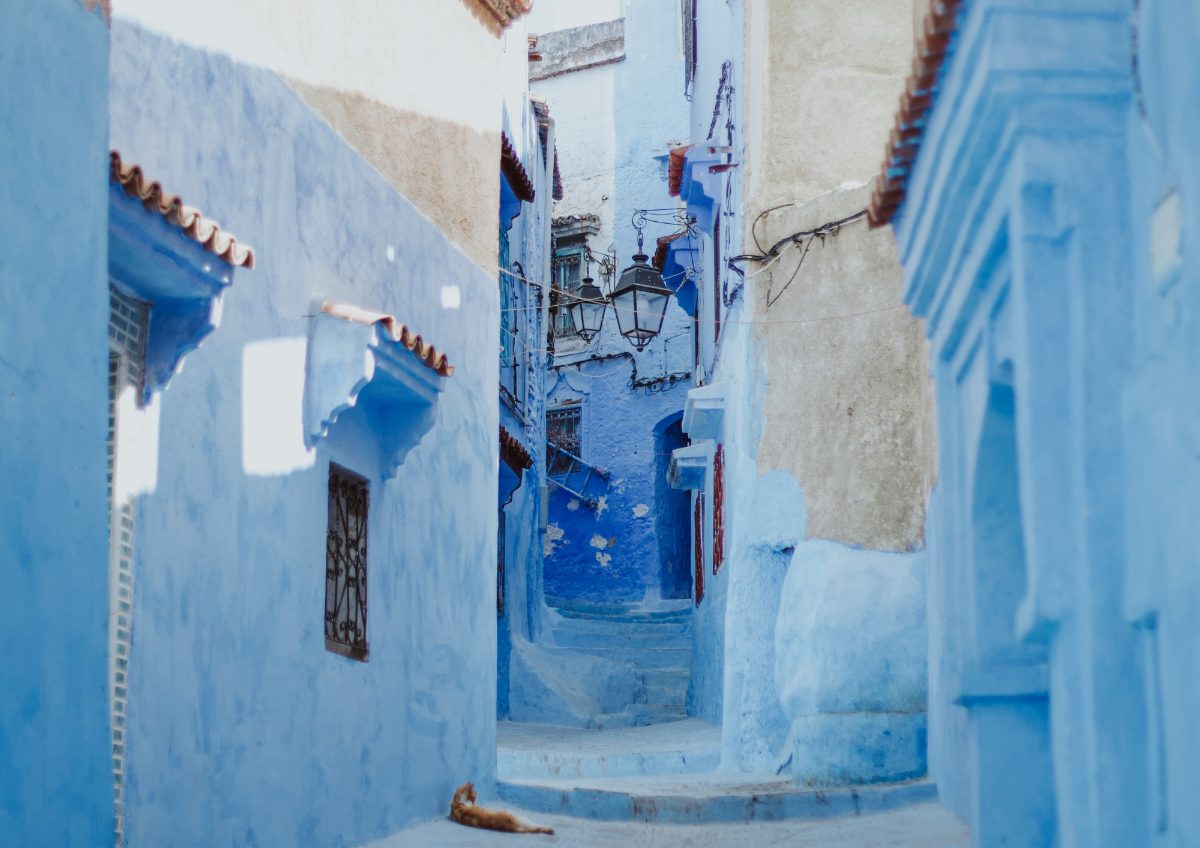 Chefchaouen Blue Medina Lane — Morocco Epic Journey guided Morocco tours across the Sahara desert, kasbahs and imperial cities.