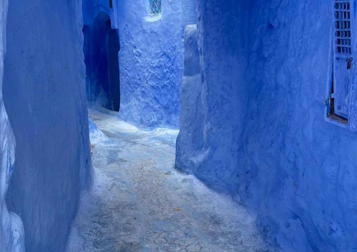 Chefchaouen Blue Narrow Alley — Morocco Epic Journey guided Morocco tours across the Sahara desert, kasbahs and imperial cities.