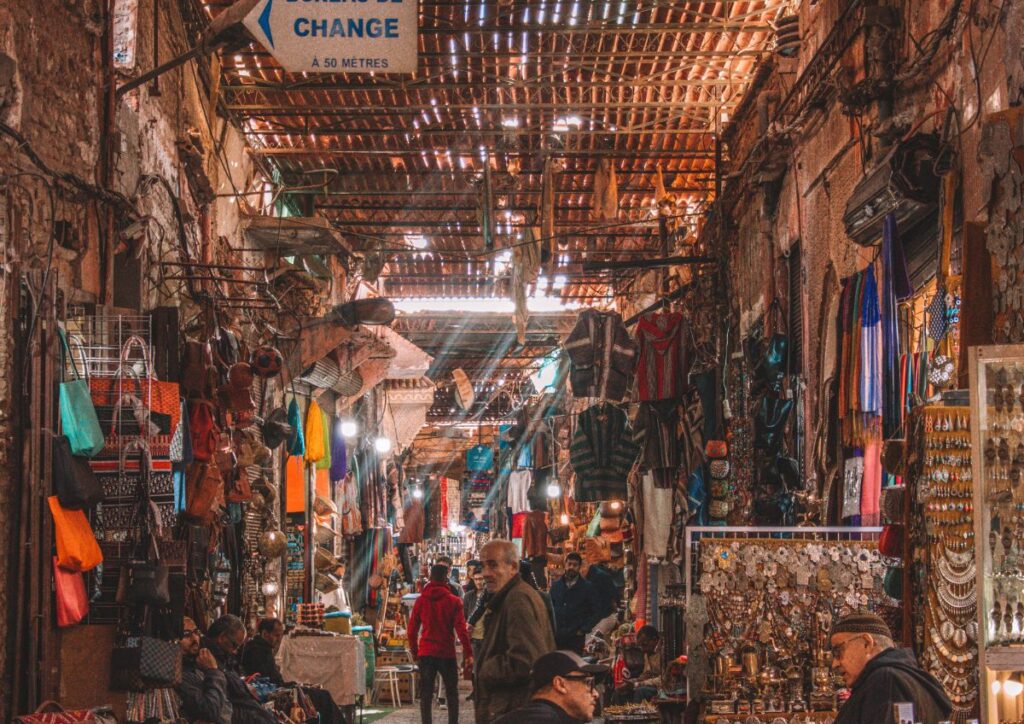 Marrakech souk covered alley, Morocco