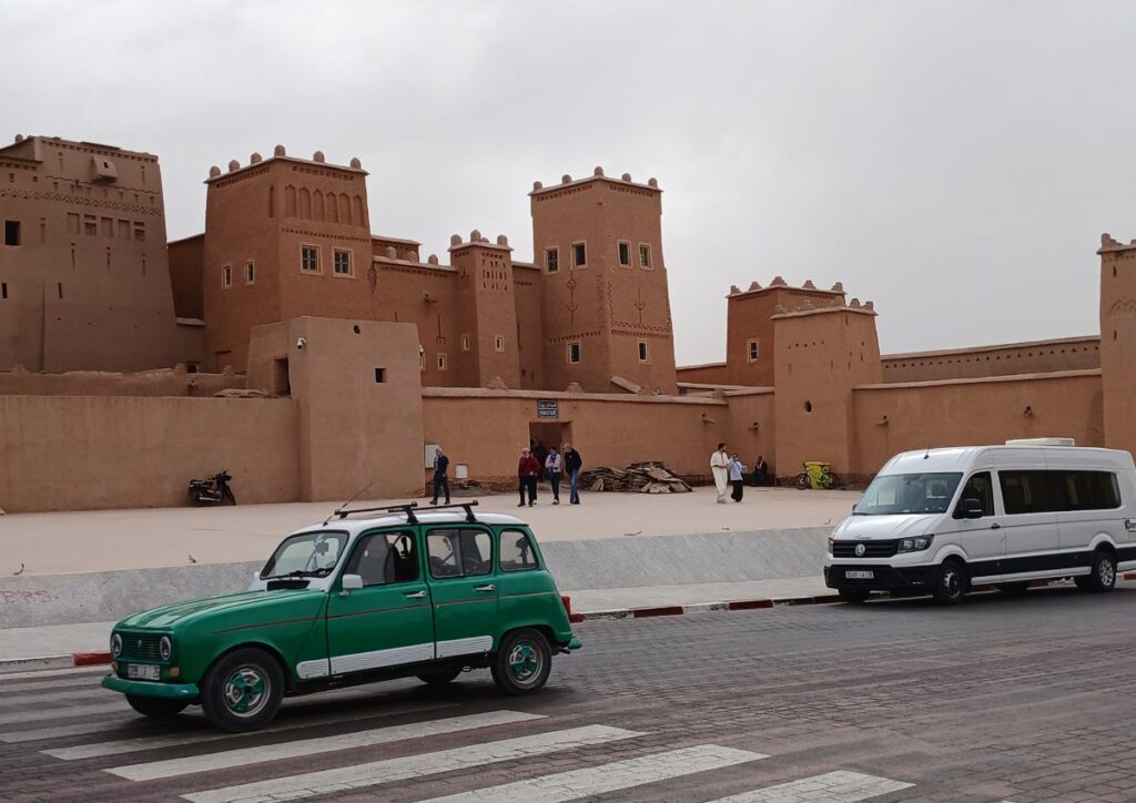 Ouarzazate kasbah street taxi, Morocco