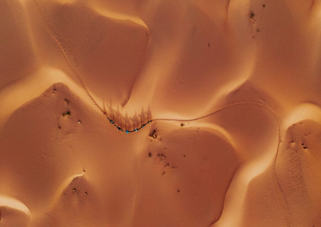 Sahara sand dunes patterns, Morocco